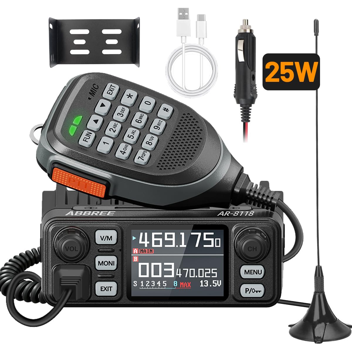 Amazon.com: ABBREE GMRS Mobile Radio, 25W Long Range AR-8118 GMRS